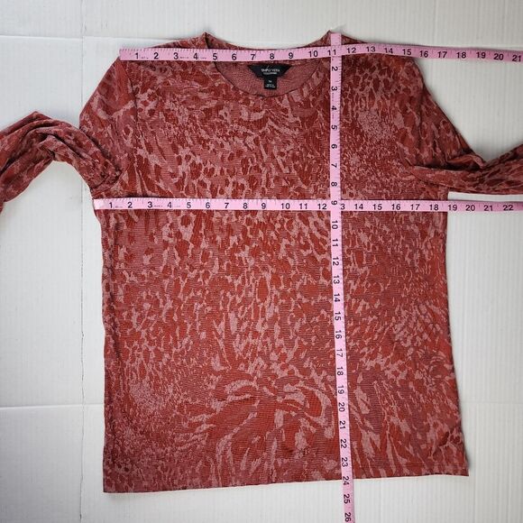 Simply Vera Vera Wang Textured Top Crewneck Long Sleeve Tee Knit Rust Size M - Picture 7 of 14